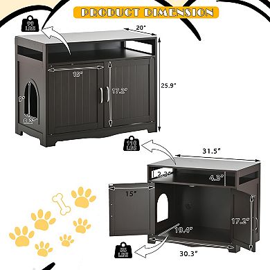 IFMALL Discreet Pet Washroom Enclosure with Storage Shelf and Dual Entry Doors
