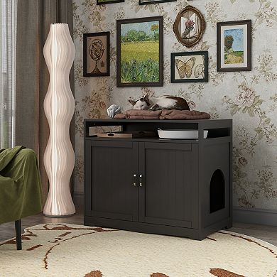 IFMALL Discreet Pet Washroom Enclosure with Storage Shelf and Dual Entry Doors