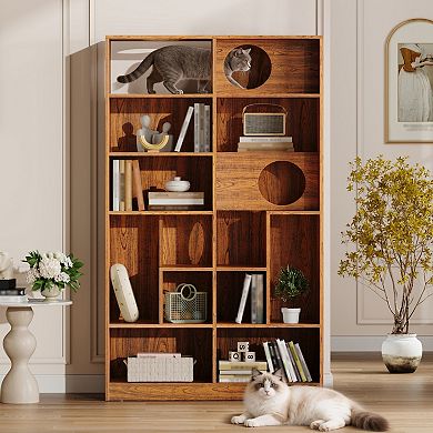 IFMALL Versatile Multi-Tier Cat Climbing Shelf with Storage Compartments