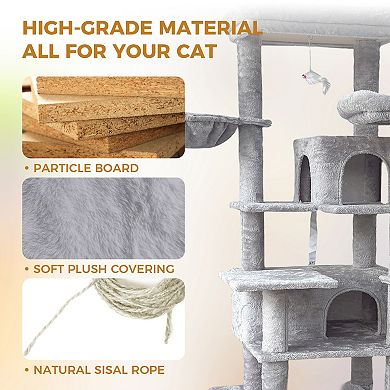 IFMALL Multi-Level Cat Tree Tower with Hammocks Scratching Posts Hideaways