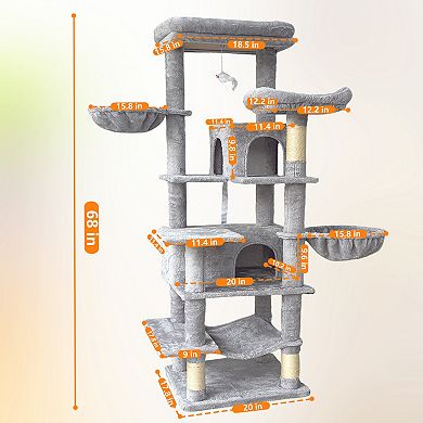 IFMALL Multi-Level Cat Tree Tower with Hammocks Scratching Posts Hideaways