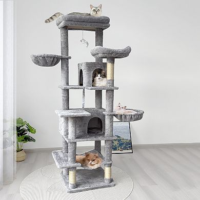IFMALL Multi-Level Cat Tree Tower with Hammocks Scratching Posts Hideaways