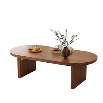 47.3" Mid-Century Modern Oval Walnut Coffee Table