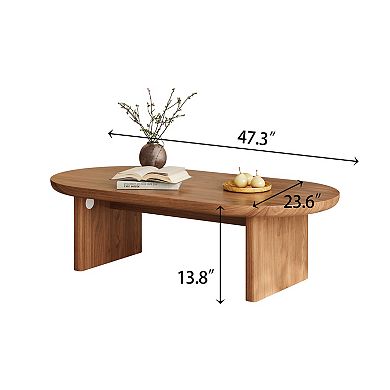 47.3" Mid-Century Modern Oval Walnut Coffee Table