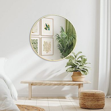 TOEMOA Round Wall Mirror with Shatterproof Glass and Aluminum Frame