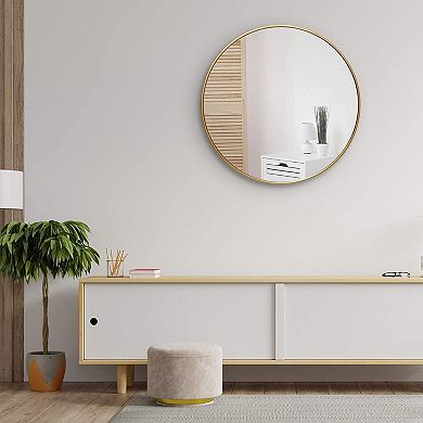 TOEMOA Round Wall Mirror with Shatterproof Glass and Aluminum Frame