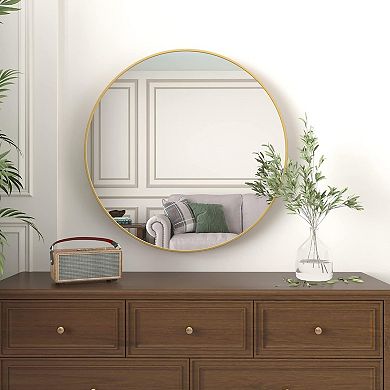 TOEMOA Round Wall Mirror with Shatterproof Glass and Aluminum Frame