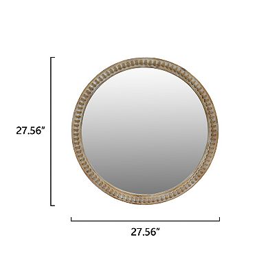 TOEMOA Decorative Round Wall Mirror with Beaded Accent for Rustic Home Decor