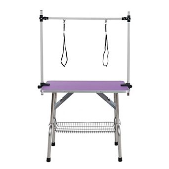 IFMALL Professional Folding Pet Grooming Table with Adjustable Arm and Storage