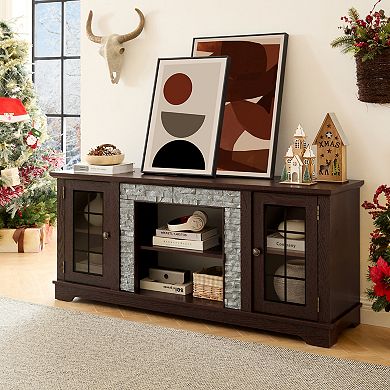 GOODSILO Contemporary Media Console Cabinet with Dual Storage Doors