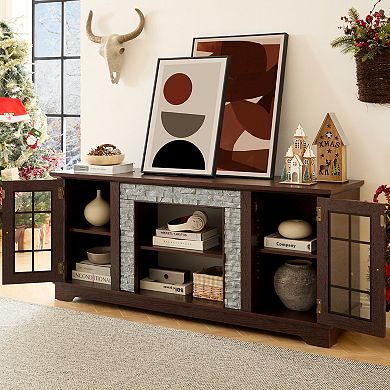GOODSILO Contemporary Media Console Cabinet with Dual Storage Doors