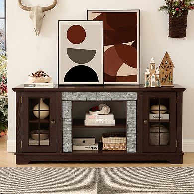 GOODSILO Contemporary Media Console Cabinet with Dual Storage Doors