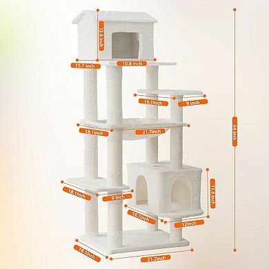 IFMALL Multi-Level Cat Tree with Hideaway, Hammock, and Scratching Posts