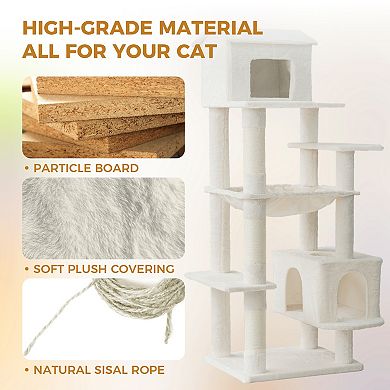 IFMALL Multi-Level Cat Tree with Hideaway, Hammock, and Scratching Posts