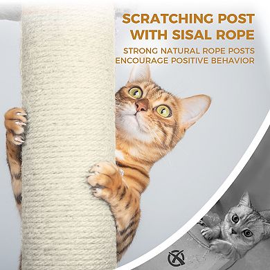 IFMALL Multi-Level Cat Tree with Hideaway, Hammock, and Scratching Posts