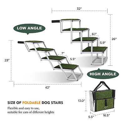 IFMALL Foldable Pet Ramp for Vehicles Portable Dog Stairs Non-Slip Surface Supports