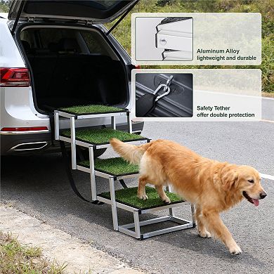 IFMALL Foldable Pet Ramp for Vehicles Portable Dog Stairs Non-Slip Surface Supports
