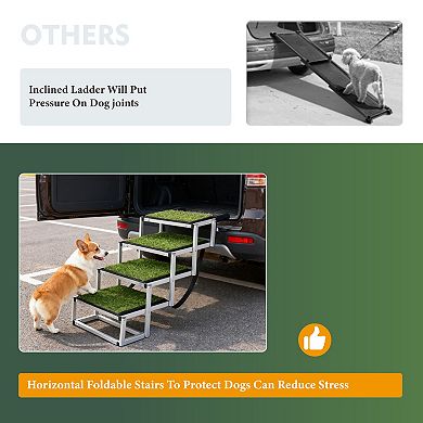 IFMALL Foldable Pet Ramp for Vehicles Portable Dog Stairs Non-Slip Surface Supports