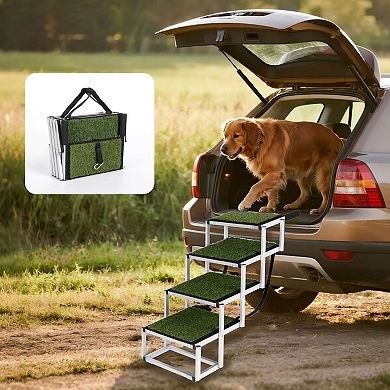 IFMALL Foldable Pet Ramp for Vehicles Portable Dog Stairs Non-Slip Surface Supports