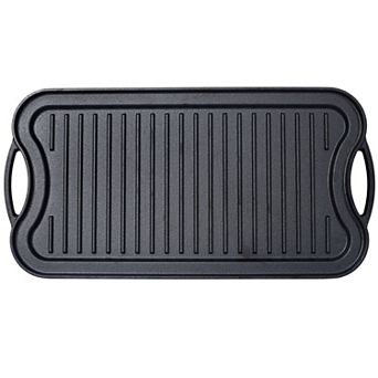 Pre-Seasoned Cast Iron Reversible Rectangular Grill/Griddle, Black,20inch x 10inch