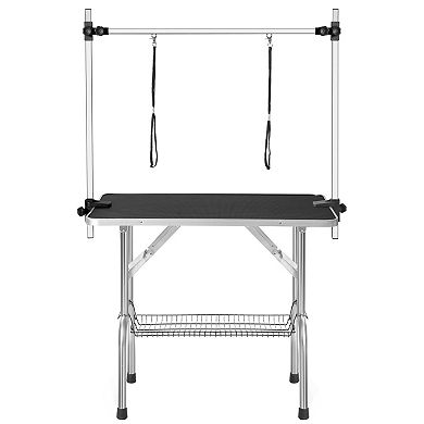 IFMALL Large Heavy-Duty Folding Pet Grooming Table with Adjustable Arm