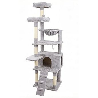 IFMALL Multi-Level Cat Tree with Hammocks Scratching Posts Indoor Pet Furniture