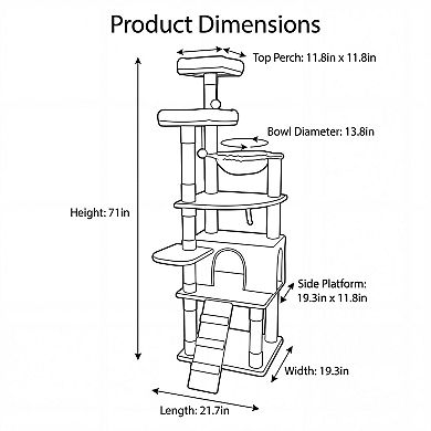 IFMALL Multi-Level Cat Tree with Hammocks Scratching Posts Indoor Pet Furniture