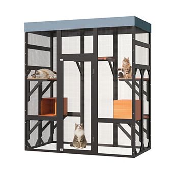 IFMALL Large Outdoor Cat Enclosure with Multiple Platforms and Weatherproof Design