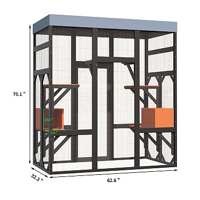 IFMALL Large Outdoor Cat Enclosure with Multiple Platforms and Weatherproof Design
