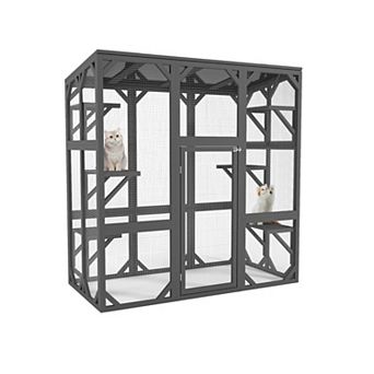IFMALL Large Outdoor Pet Enclosure with Multiple Platforms and Waterproof Roof