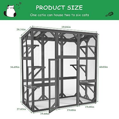 IFMALL Large Outdoor Pet Enclosure with Multiple Platforms and Waterproof Roof