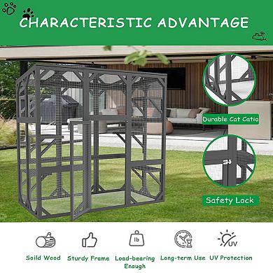 IFMALL Large Outdoor Pet Enclosure with Multiple Platforms and Waterproof Roof