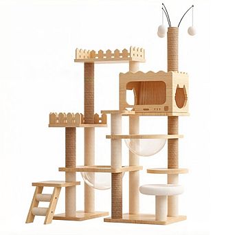 IFMALL Modern Cat Tower with Sisal Scratching Posts and Cozy Hammock