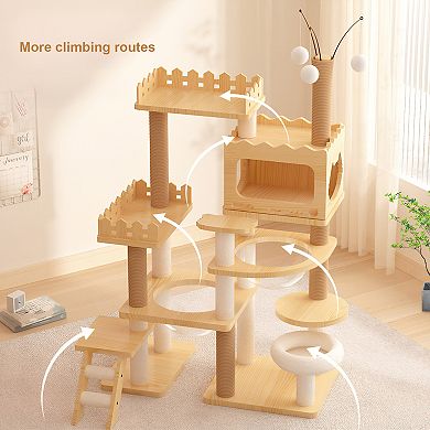 IFMALL Modern Cat Tower with Sisal Scratching Posts and Cozy Hammock