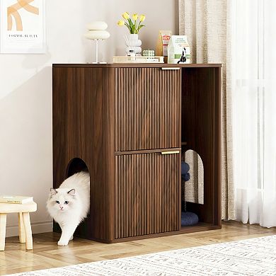 IFMALL Concealed Cat Litter Cabinet with Integrated Scratching Post & Storage