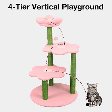 IFMALL Multi-Level Cat Tree with Scratching Posts Plush Perches Play Toy Furniture