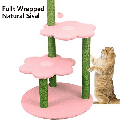 IFMALL Multi-Level Cat Tree with Scratching Posts Plush Perches Play Toy Furniture