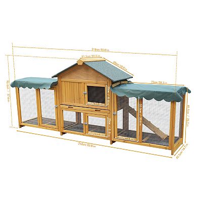 IFMALL Extra Large Outdoor Wooden Rabbit Hutch with Waterproof Roof
