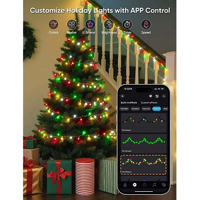 Ollny 66FT 200 LED Smart RGB String Lights, APP & Remote, Programmable, Waterproof, Indoor/Outdoor
