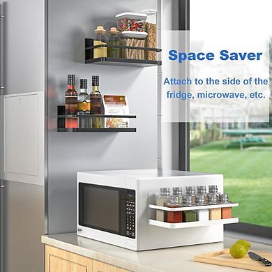 2-Pack Magnetic Spice Rack Shelves, Kitchen Organizer for Jars and Oils