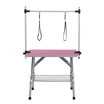 IFMALL Professional Folding Pet Grooming Table with Adjustable Arm and Storage