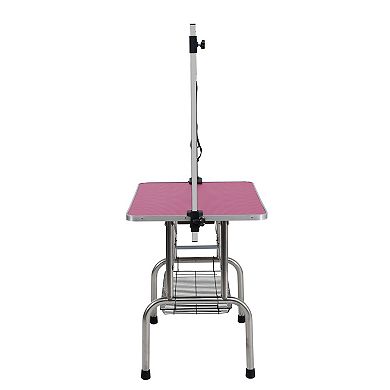 IFMALL Professional Folding Pet Grooming Table with Adjustable Arm and Storage