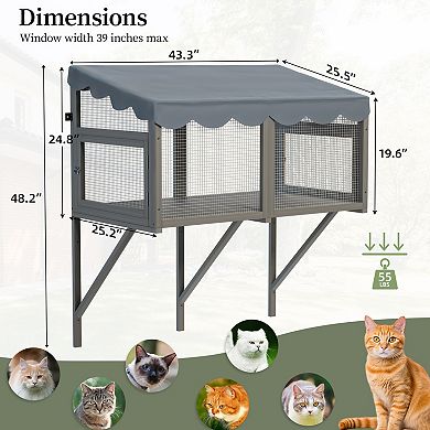 IFMALL Window Mounted Outdoor Enclosure for Indoor Cats Expandable Pet Haven