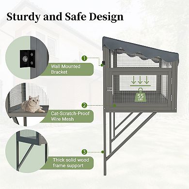IFMALL Window Mounted Outdoor Enclosure for Indoor Cats Expandable Pet Haven