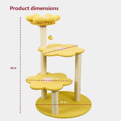 IFMALL Multi-Level Cat Tree with Cozy Perch, Scratching Posts, and Hanging Toy