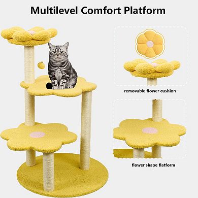 IFMALL Multi-Level Cat Tree with Cozy Perch, Scratching Posts, and Hanging Toy