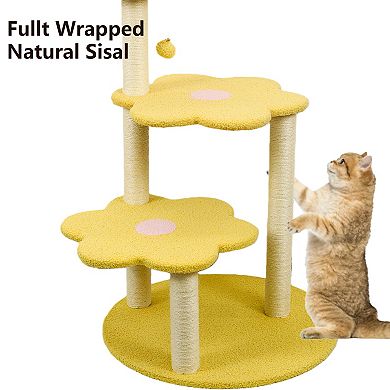 IFMALL Multi-Level Cat Tree with Cozy Perch, Scratching Posts, and Hanging Toy