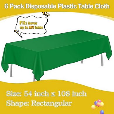 6-Pack Disposable Plastic Tablecloths, Rectangle, Waterproof, Durable
