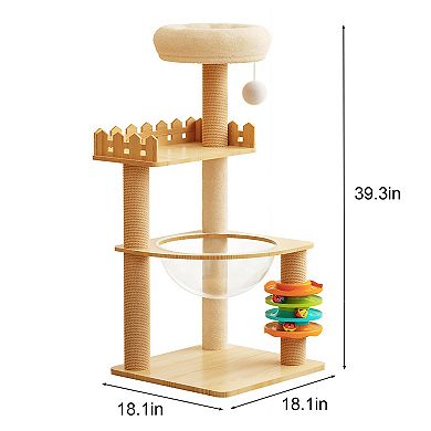 IFMALL Modern Cat Tower with Scratching Posts, Perch, Hammock for Indoor Cats