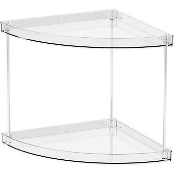 2 tier Clear Corner Counter Organizer, Vanity & Bathroom Storage Shelf